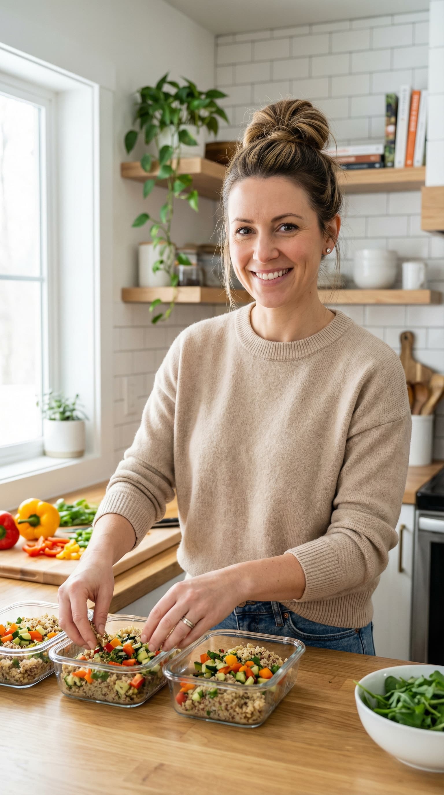 Female Mom Creator in Bright Modern Kitchen