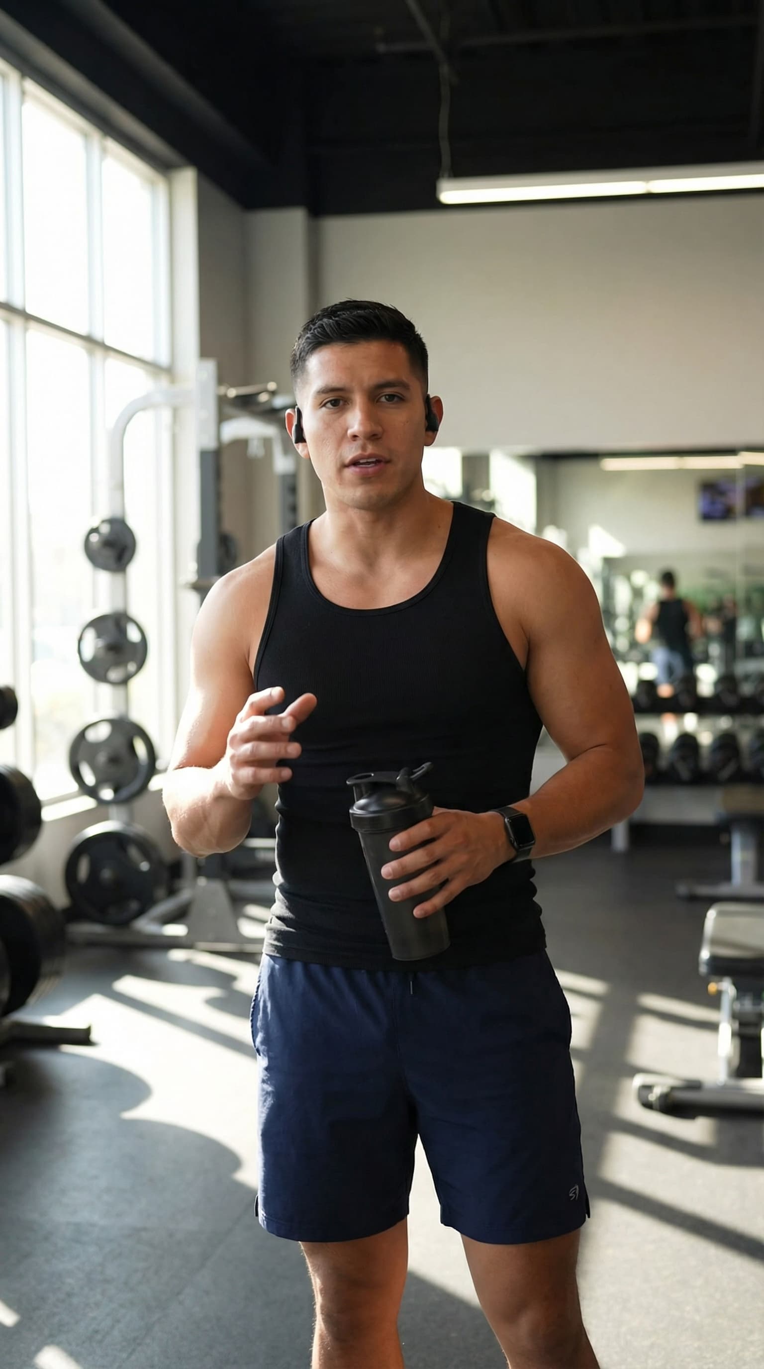 Male Fitness Influencer at Modern Gym