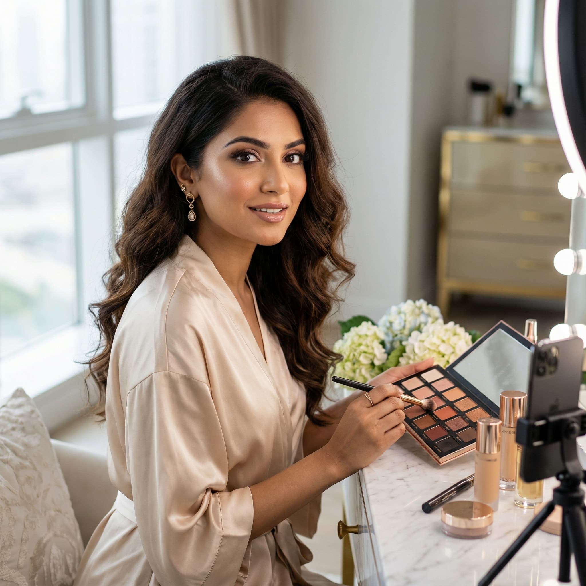 Female Beauty Influencer in Luxury Apartment