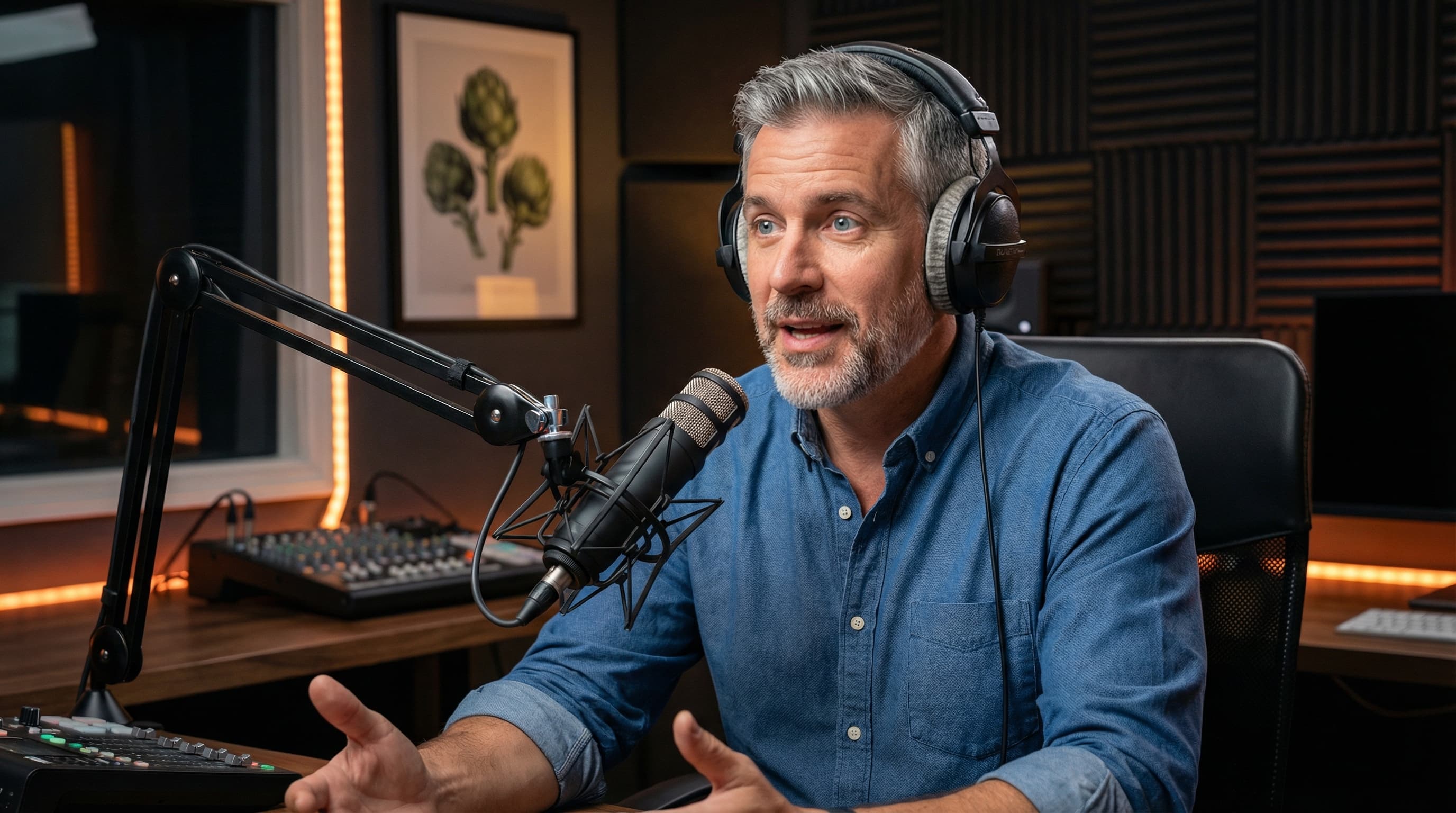 Food Podcast Host in Professional Studio