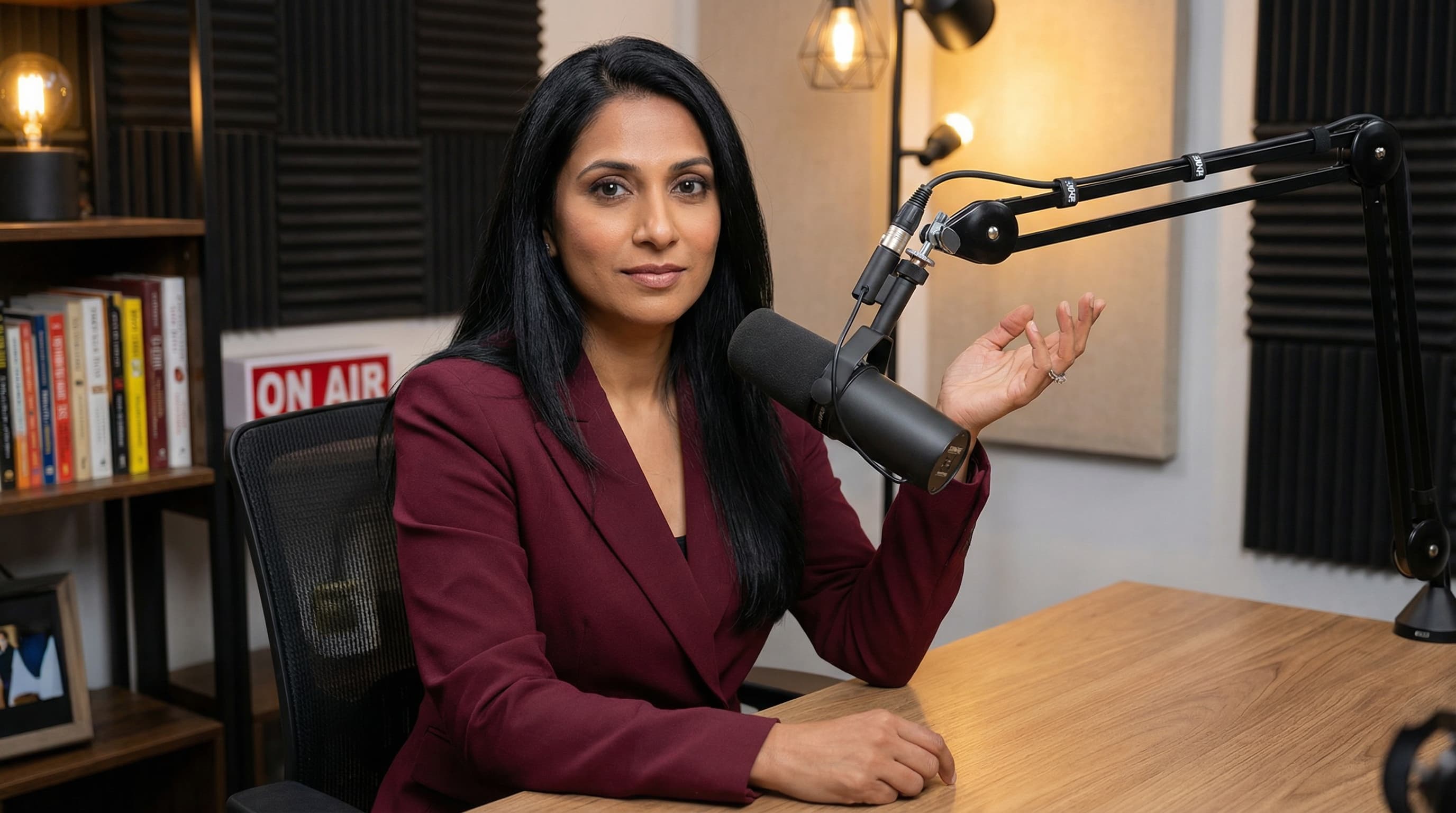 Business Professional in Podcast Studio