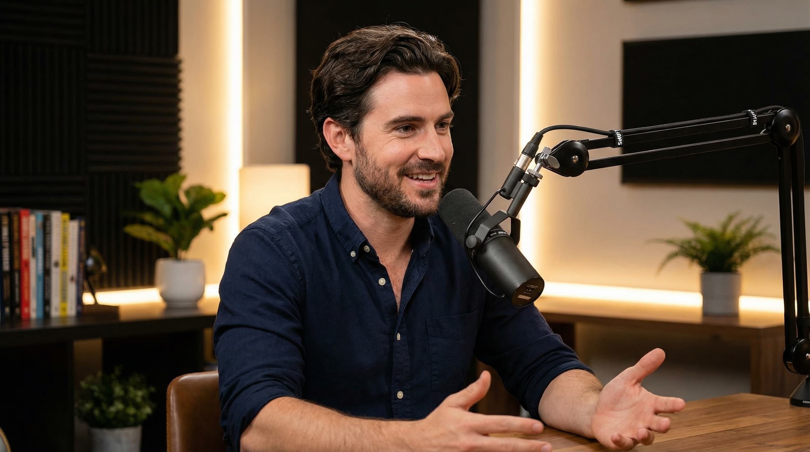 Charismatic Podcast Host in Professional Studio