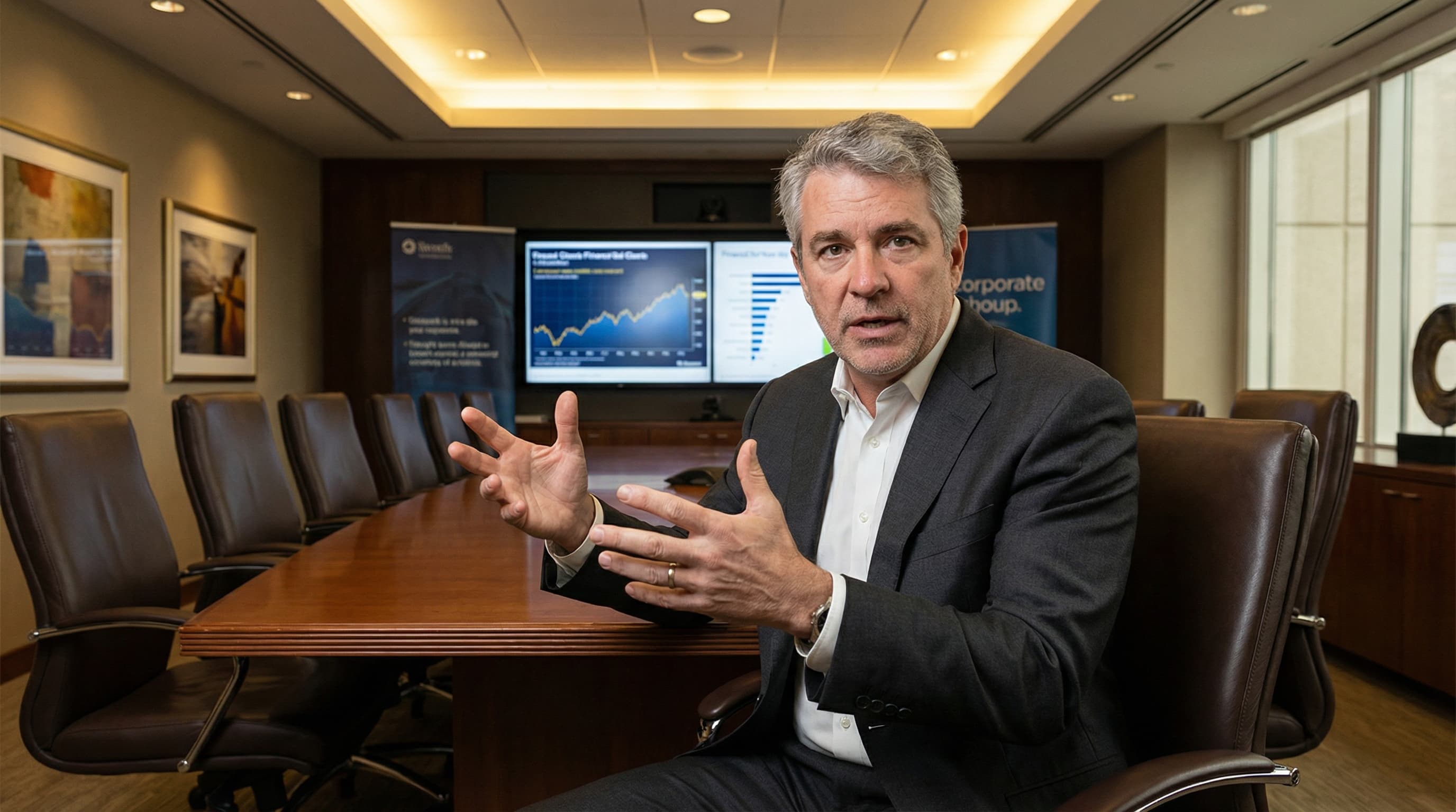 Caucasian Male Business Professional in Boardroom