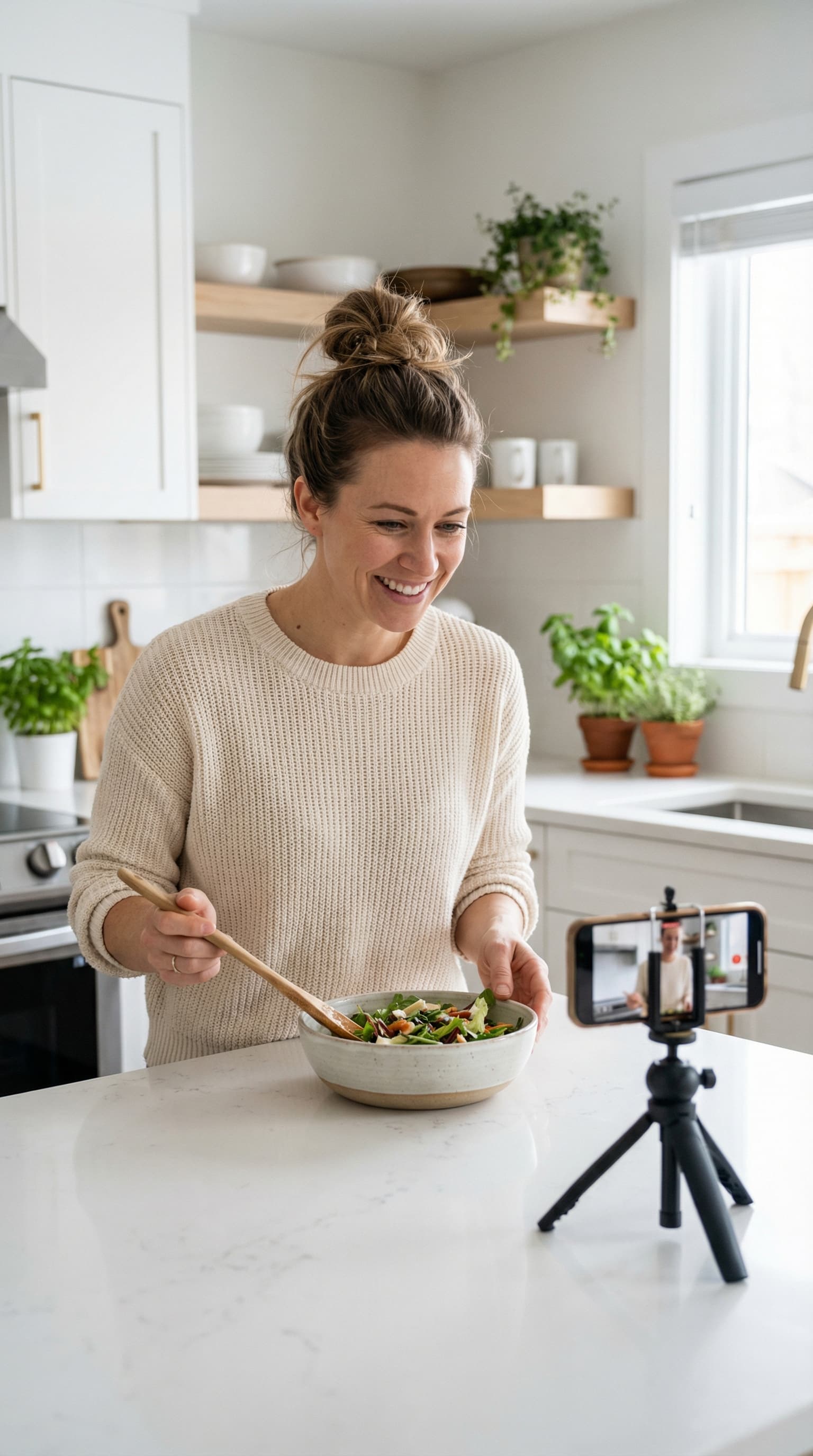 Lifestyle Mom Creator in Modern Kitchen