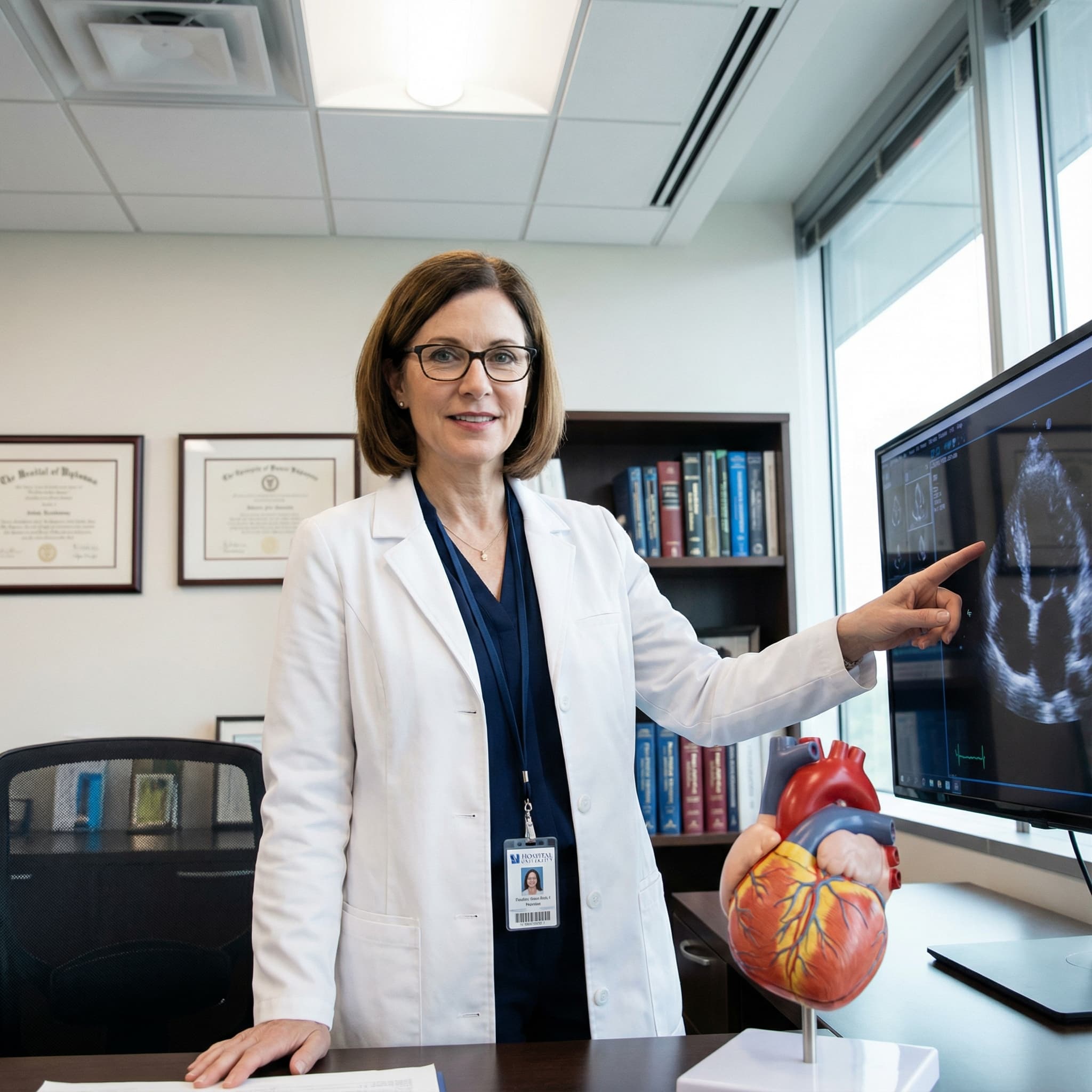 Female Cardiologist in Modern Cardiology Office
