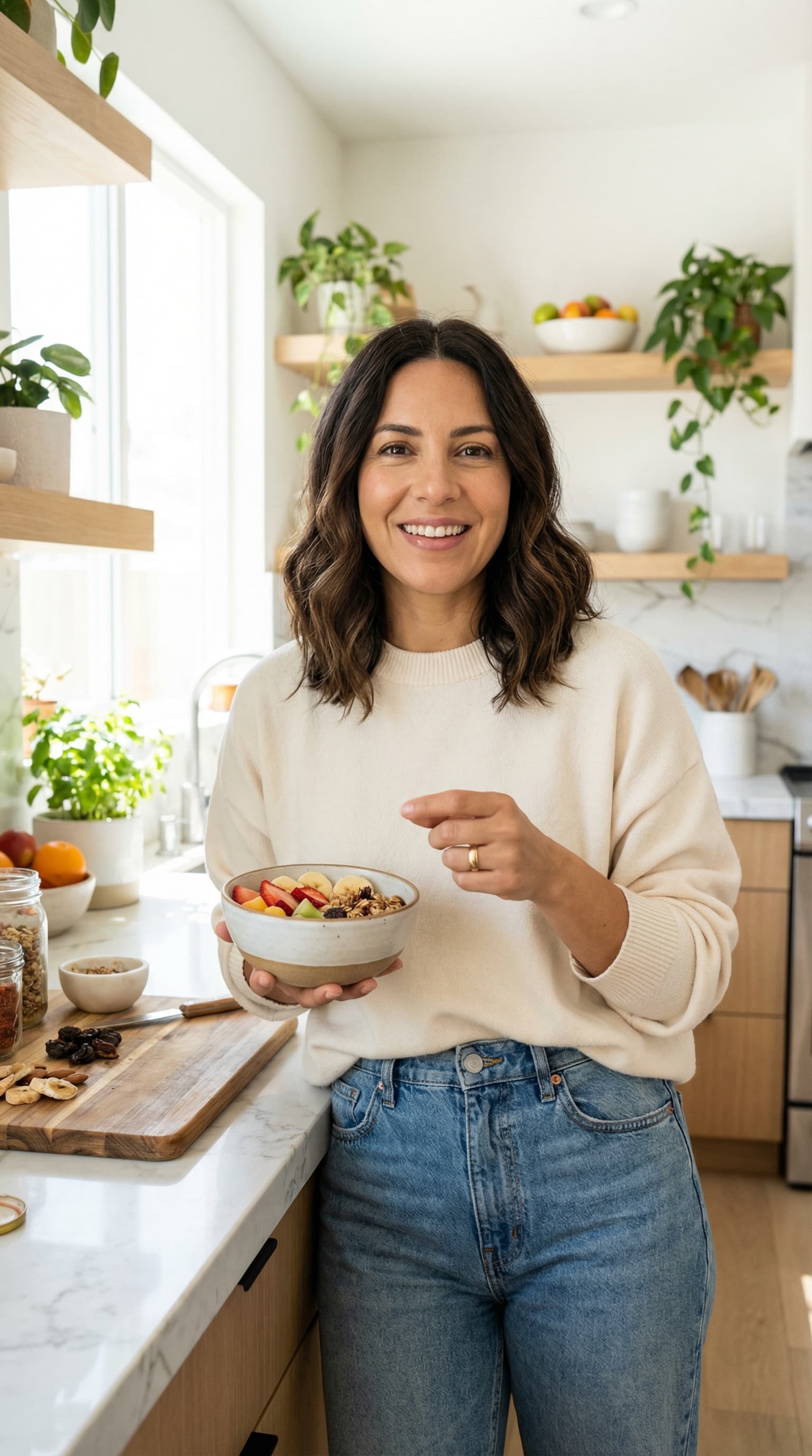 Latina Mom Creator in Bright Kitchen