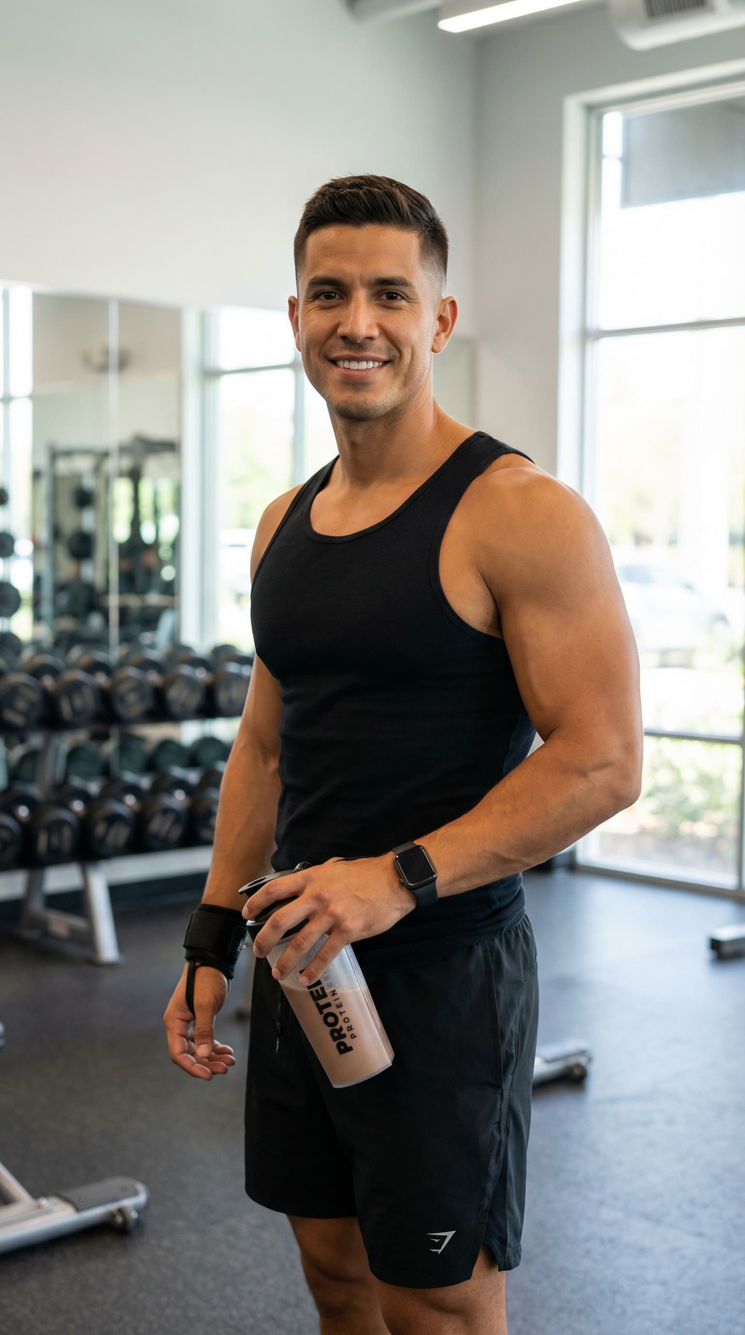 Male Fitness Influencer at Modern Gym