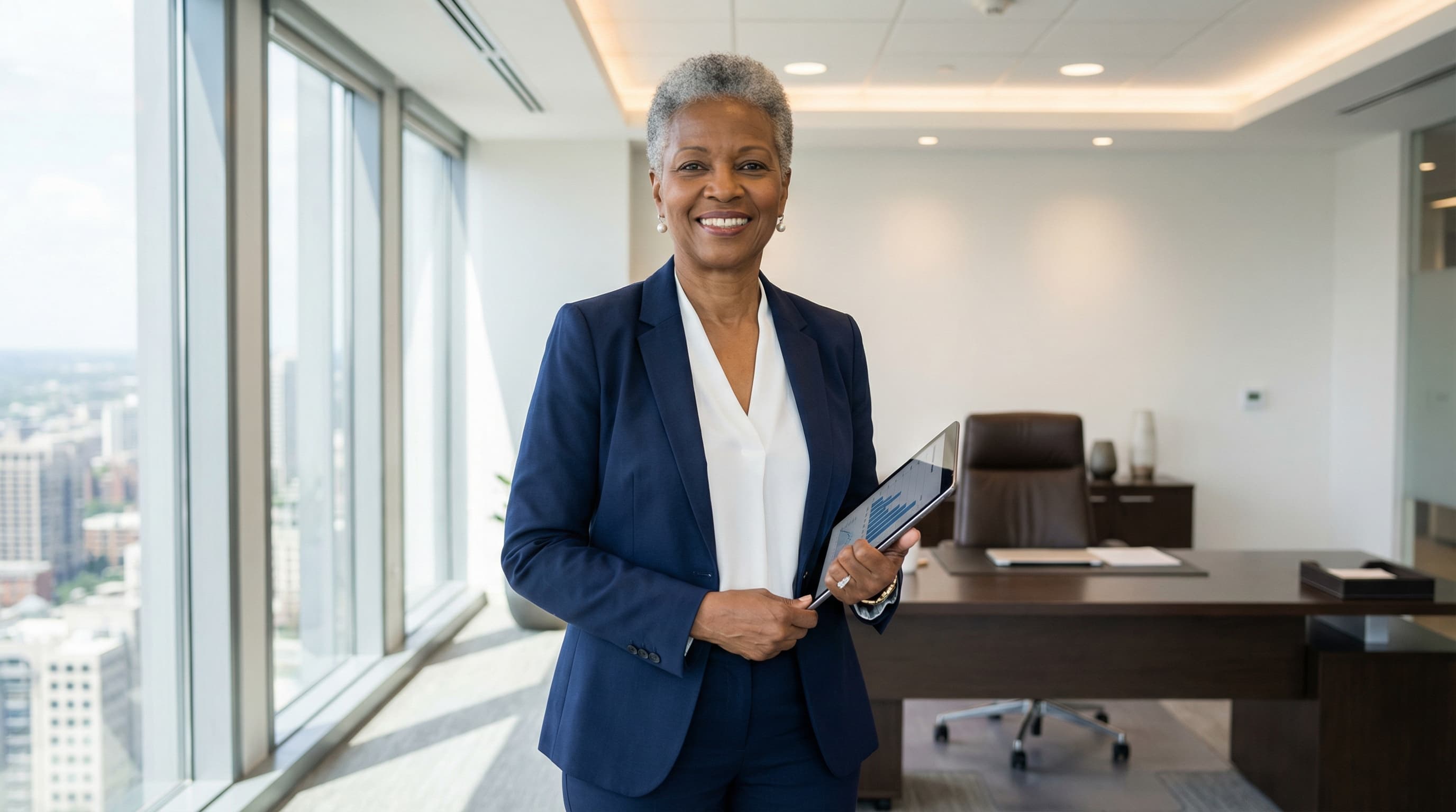 African American Business Professional in Executive Office