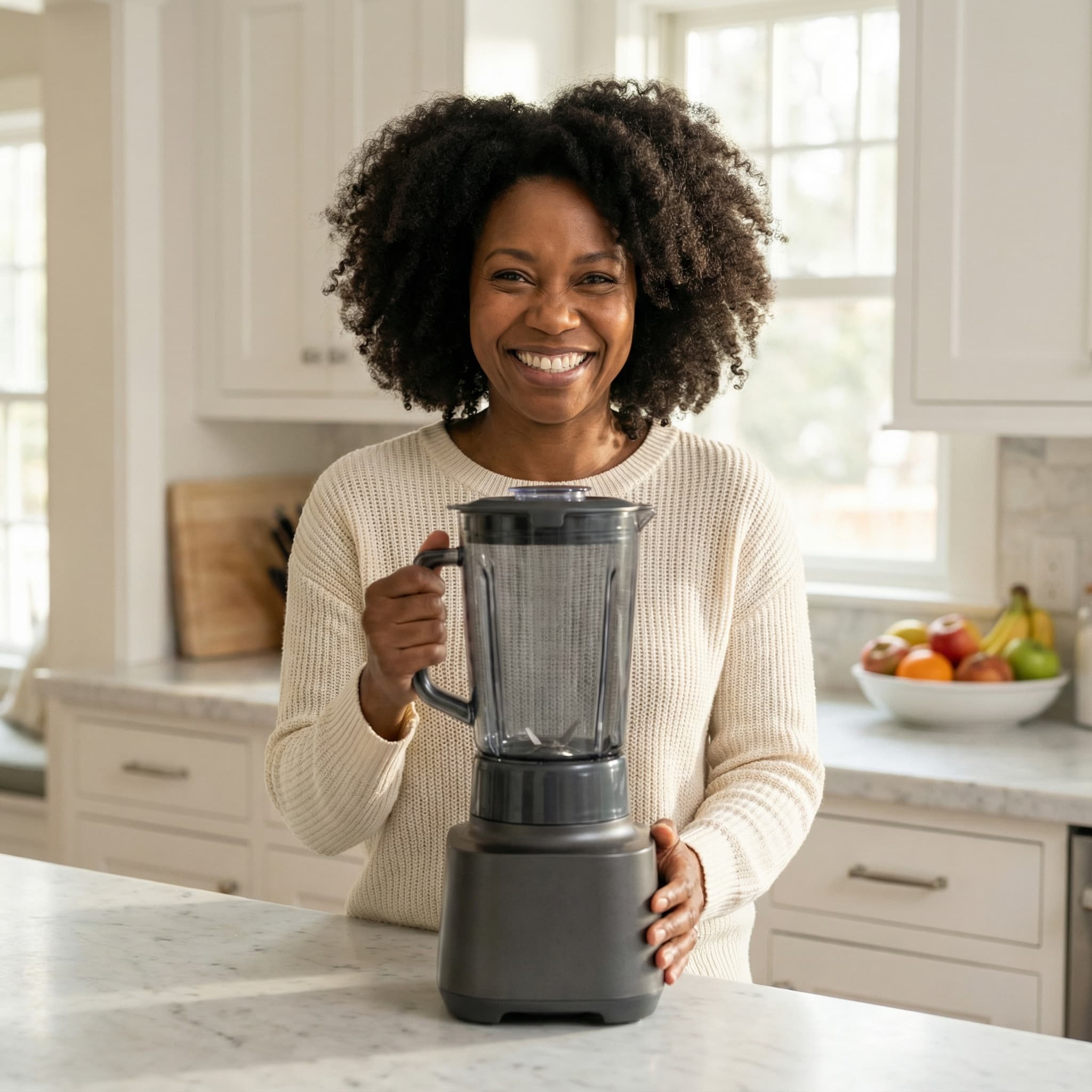 African American Mom Creator in Bright Kitchen