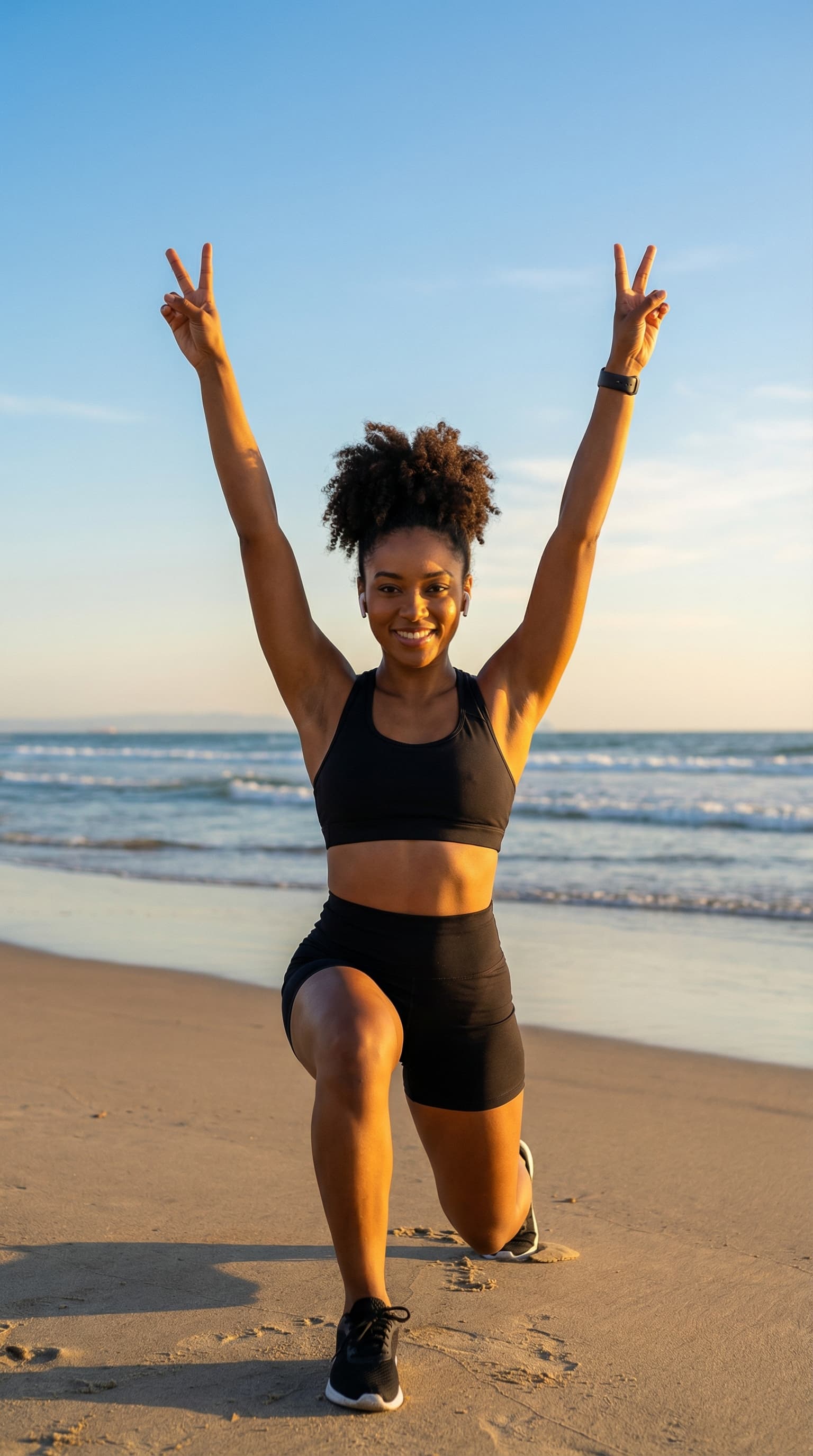 Fitness Influencer at Beach Workout
