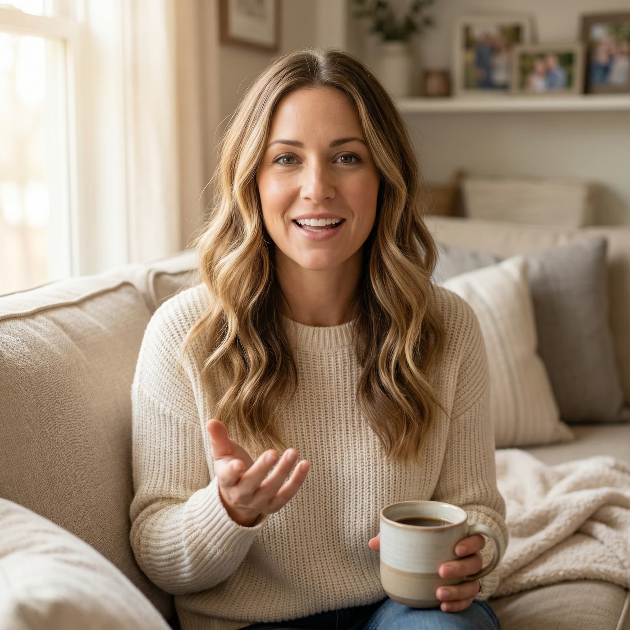 Mom Creator in Cozy Living Room