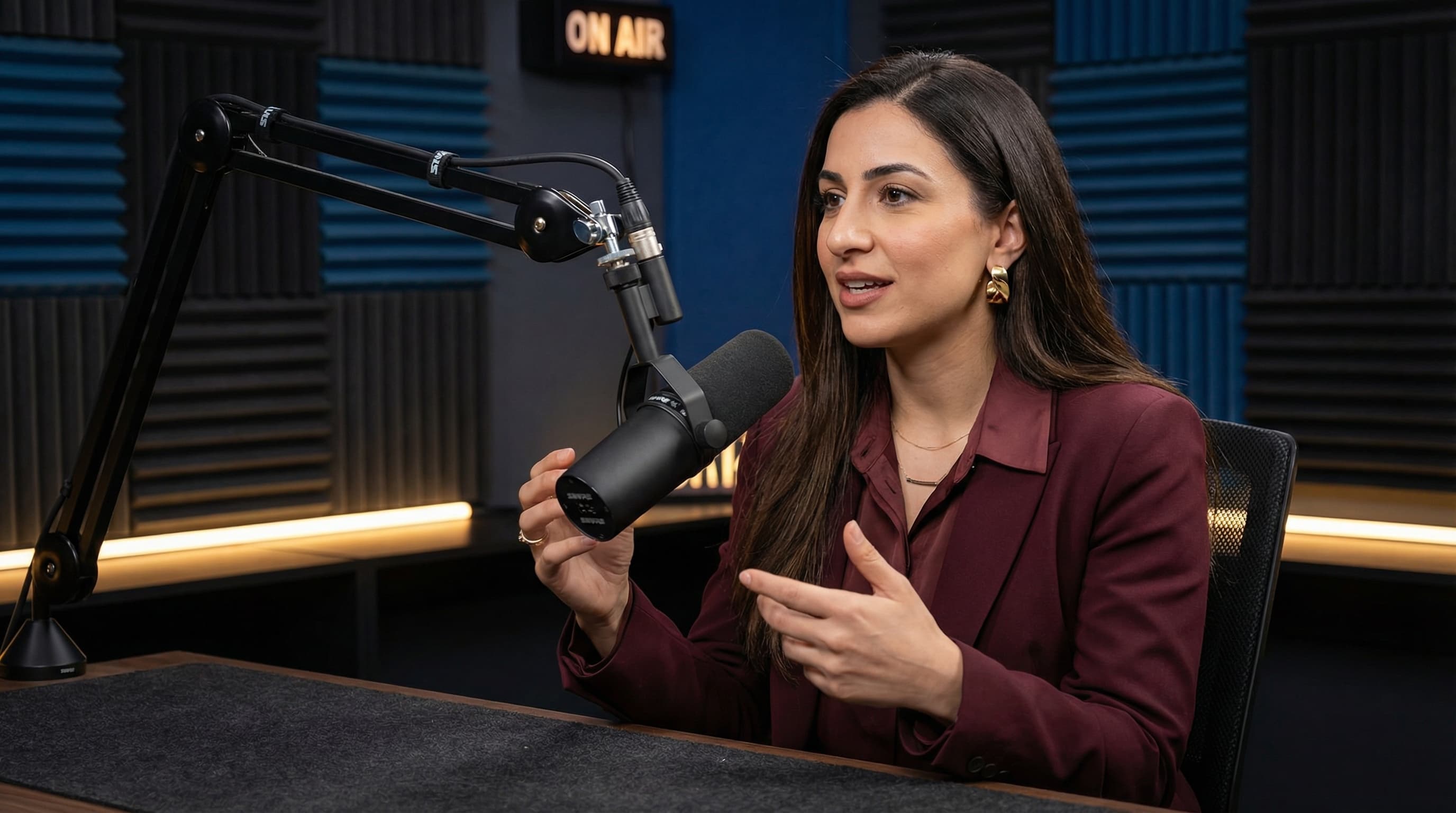 Podcast Host in Professional Studio