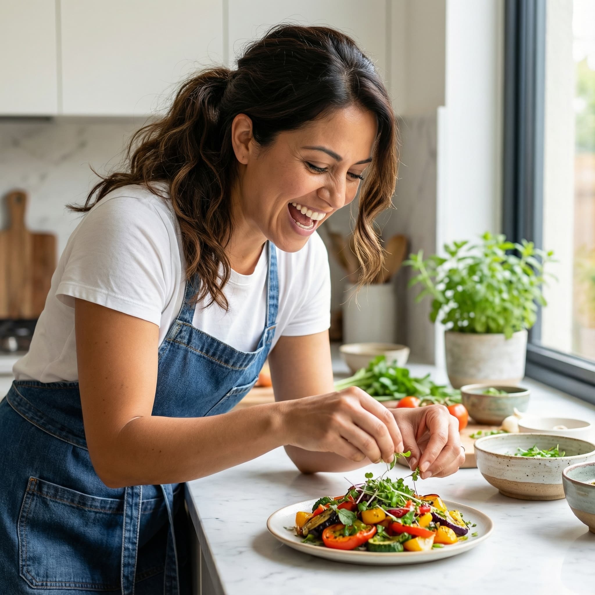 Food Creator in Bright Modern Kitchen