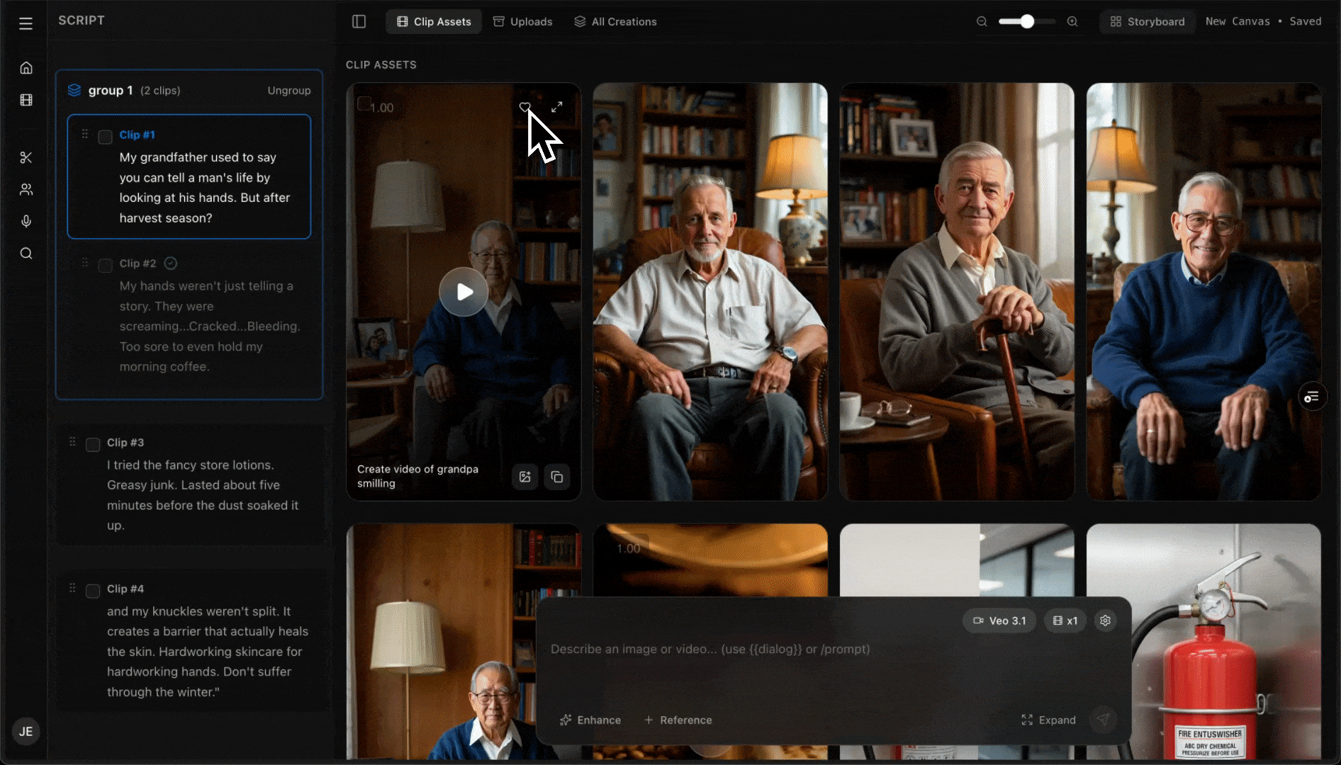 Asset curation interface