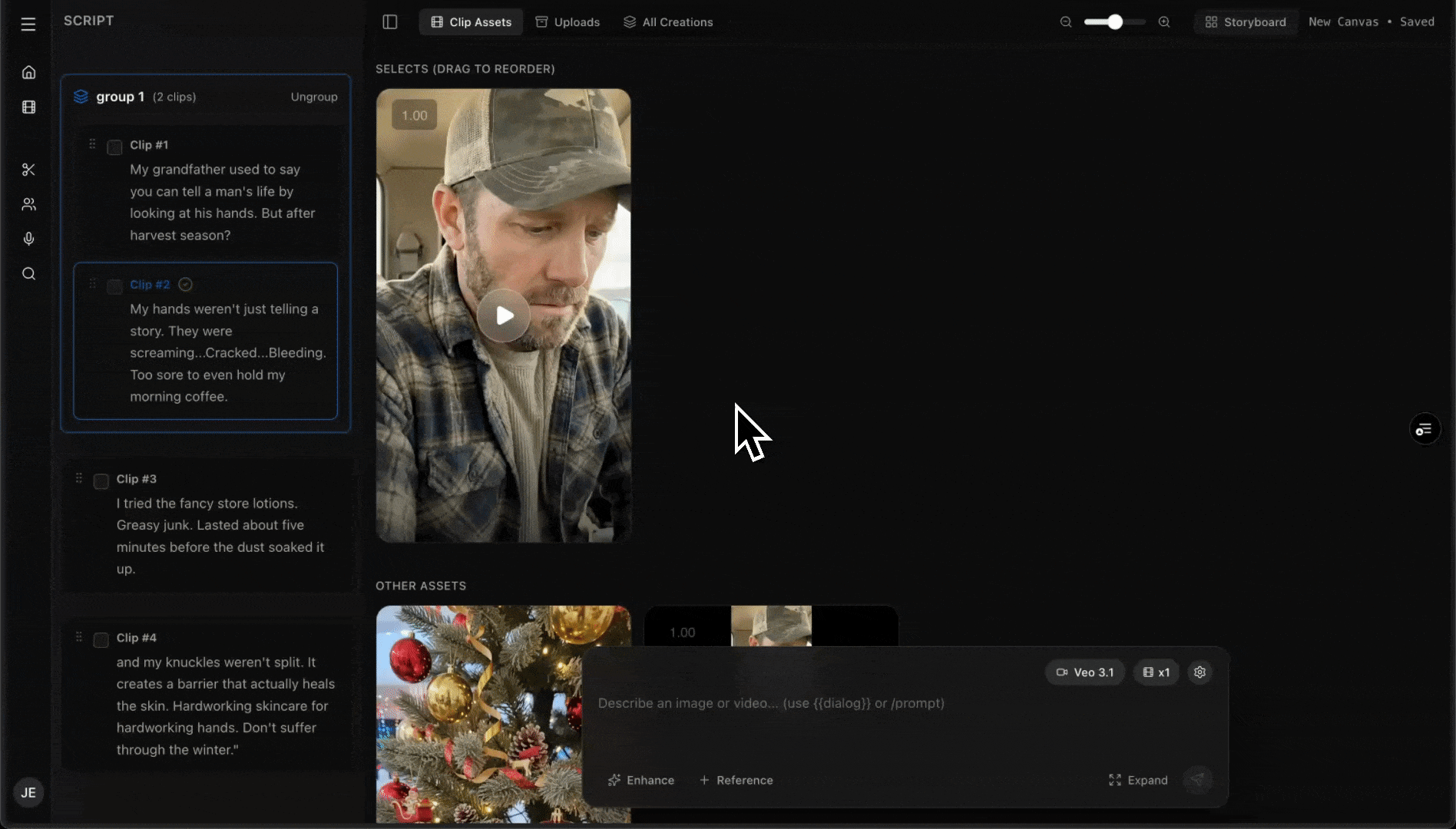AI asset generation interface